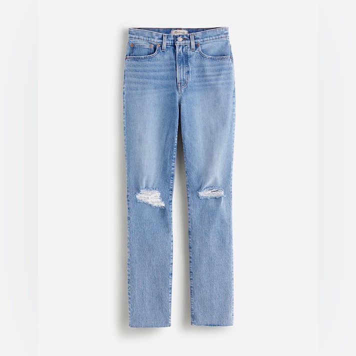 Madewell The Perfect Vintage Jean Light Blue Distressed Straight Leg Jeans